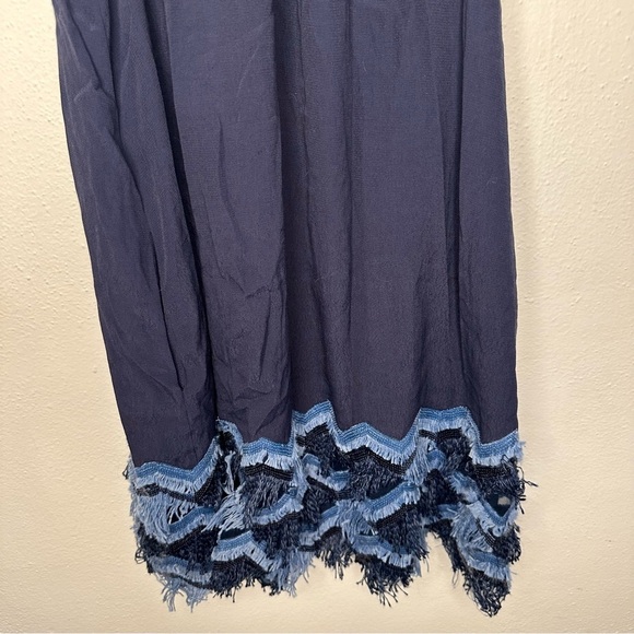Anthropologie Maeve Shift Dress Sleeveless Navy Blue Sequin Fringe Trim Size 0 - Picture 6 of 13
